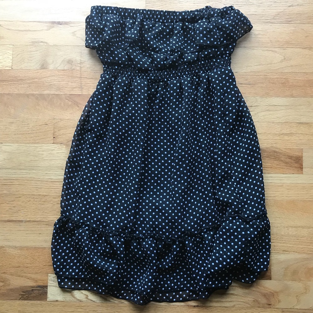 21 ruffle black polka dot mini dress